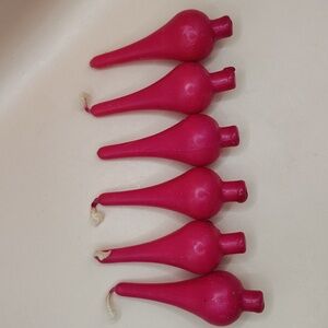 Vintage Danish Drop or Teardrop-Shaped Candles in a Bright Pink Color